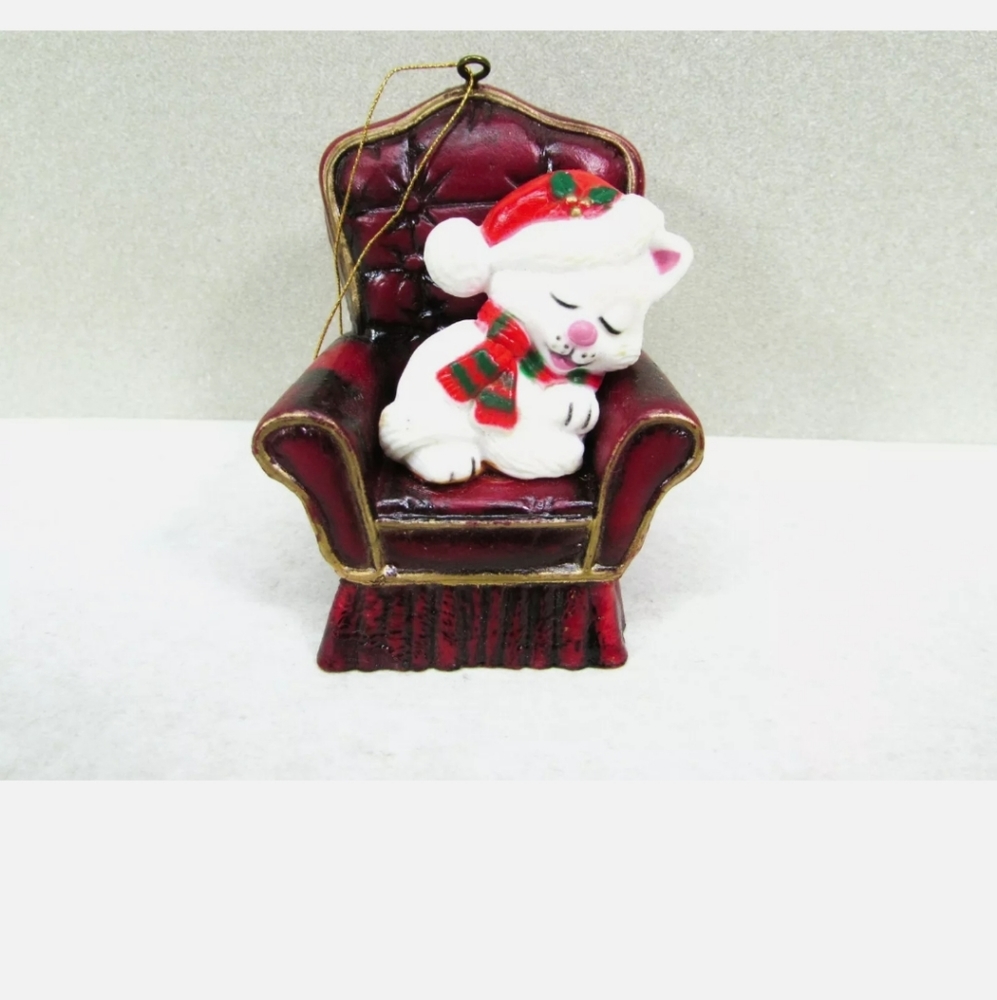 Wang's Cat Asleep on Chair Christmas Ornament